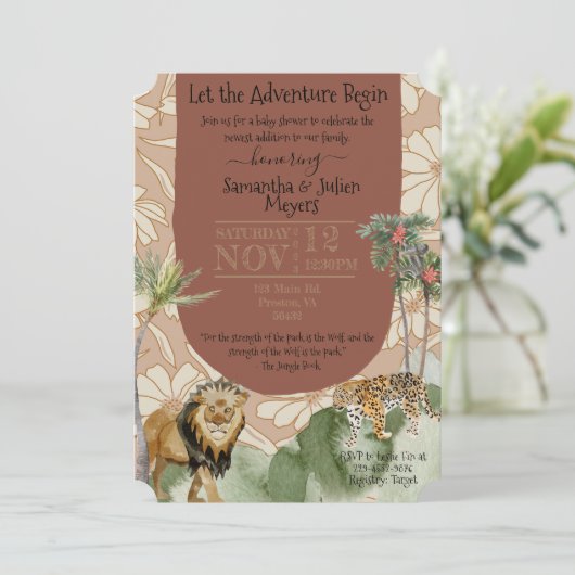 Boho Oerwoud Baby shower Kaart (Staand voorkant)