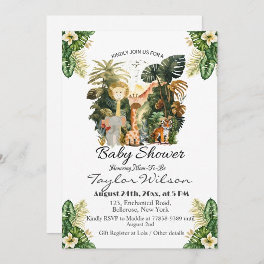 Boho Oerwoud Dieren Baby shower Kaart (Voorkant / Achterkant)