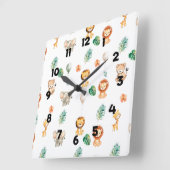 Boho Oerwoud Dieren Vierkante Klok (Hoek)