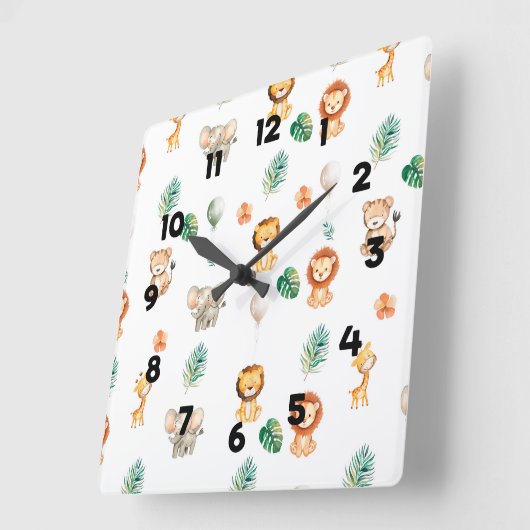 Boho Oerwoud Dieren Vierkante Klok (Hoek)