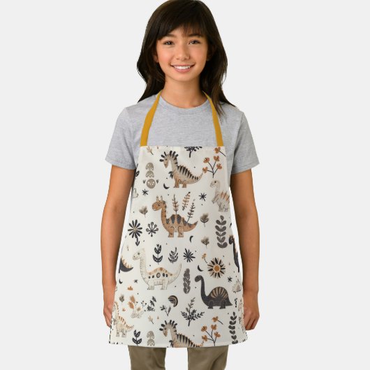 Boho Oerwoud Dinosaurus Patroon Kinder Schort (Insitu)