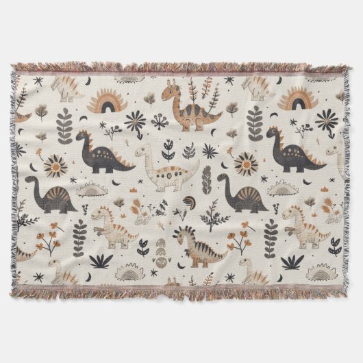 boho-Oerwoud-dinosauruspatroon Deken (Voorkant)