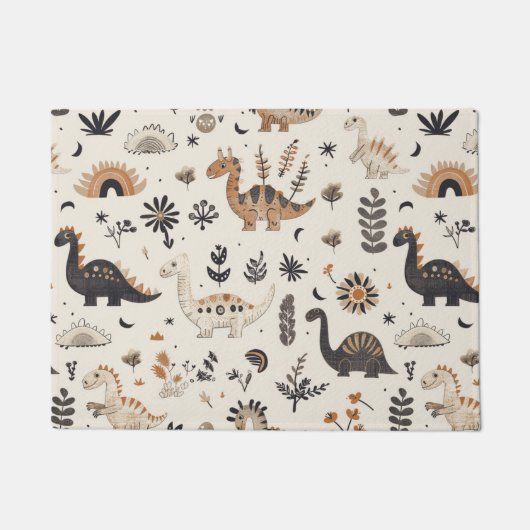 boho-Oerwoud-dinosauruspatroon Deurmat (Voorkant)