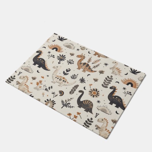 boho-Oerwoud-dinosauruspatroon Deurmat (Schuin)