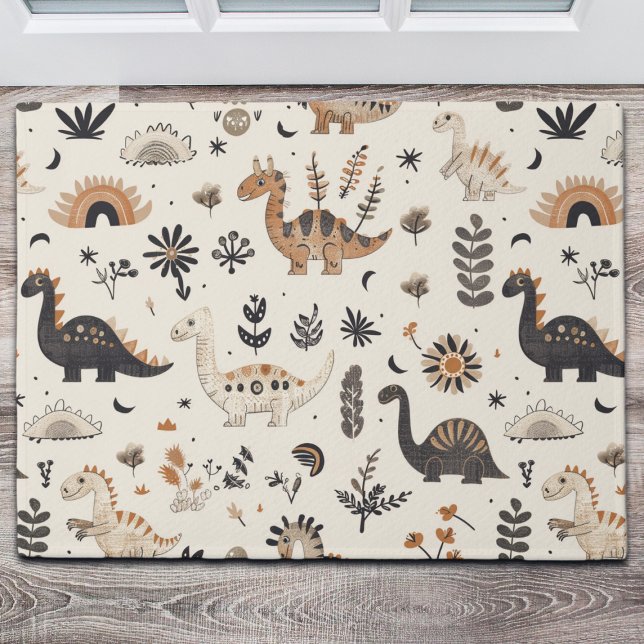boho-Oerwoud-dinosauruspatroon Deurmat (Creator heeft geüpload)
