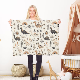 boho-Oerwoud-dinosauruspatroon Fleece Deken