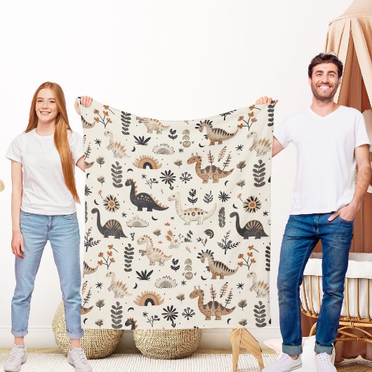 boho-Oerwoud-dinosauruspatroon Fleece Deken