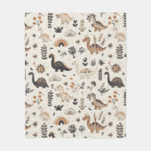 boho-Oerwoud-dinosauruspatroon Fleece Deken (Voorkant)
