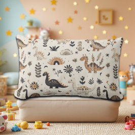 boho-Oerwoud-dinosauruspatroon Kussen
