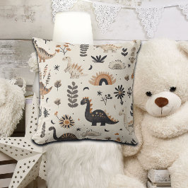 boho-Oerwoud-dinosauruspatroon Kussen