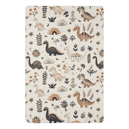 boho-Oerwoud-dinosauruspatroon Mini Klembord (Achterkant)