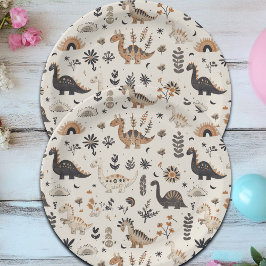 Boho Oerwoud Dinosauruspatroon Verjaardag Papieren Bordje