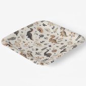 Boho Oerwoud Dinosauruspatroon Verjaardag Papieren Bordje (Gebogen)