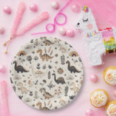 Boho Oerwoud Dinosauruspatroon Verjaardag Papieren Bordje (Feest)