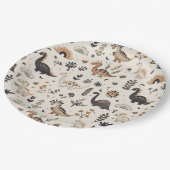 Boho Oerwoud Dinosauruspatroon Verjaardag Papieren Bordje (Gekanteld)