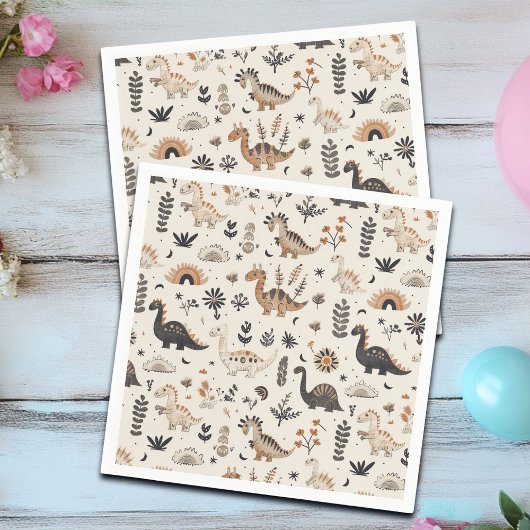 Boho Oerwoud Dinosauruspatroon Verjaardag Servet