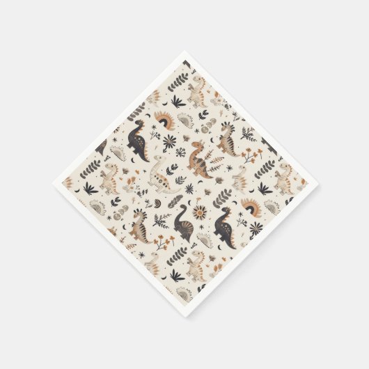 Boho Oerwoud Dinosauruspatroon Verjaardag Servet (Hoek)