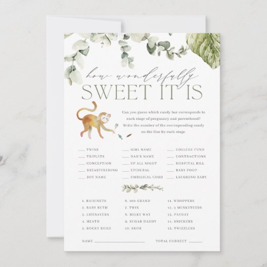 Boho Oerwoud dubbelzijdig Baby shower spel Kaart (Voorkant)