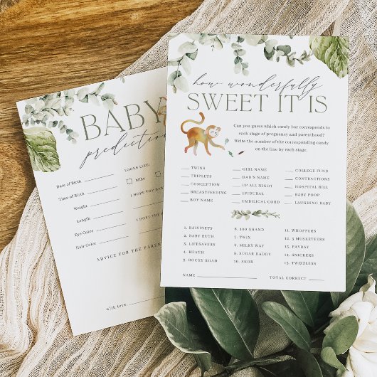 Boho Oerwoud dubbelzijdig Baby shower spel Kaart