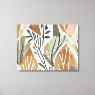Boho oerwoud Leaf Botanische kunststijl Eenvoudig  Canvas Afdruk