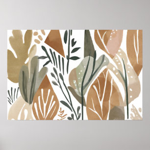 Boho oerwoud Leaf Botanische kunststijl Eenvoudig Poster