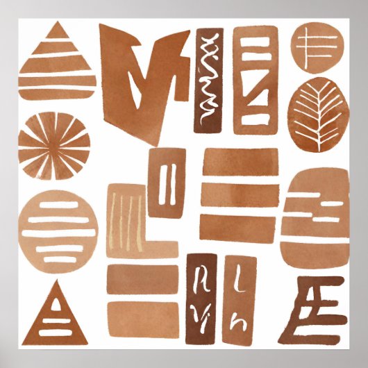 Boho oerwoud Leaf Botanische kunststijl Eenvoudig  Poster (Voorkant)