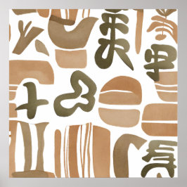 Boho oerwoud Leaf Botanische kunststijl Eenvoudig  Poster