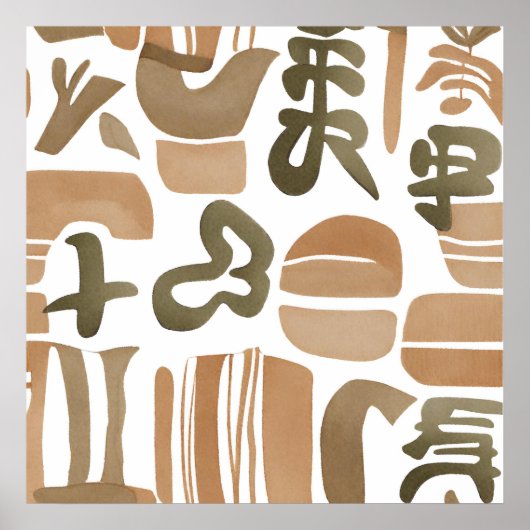 Boho oerwoud Leaf Botanische kunststijl Eenvoudig Poster (Voorkant)