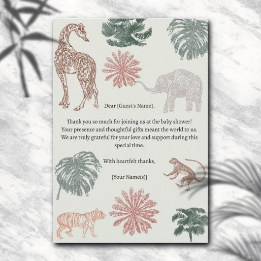 Boho Oerwoud Safari Baby shower Dank u Bedankkaart