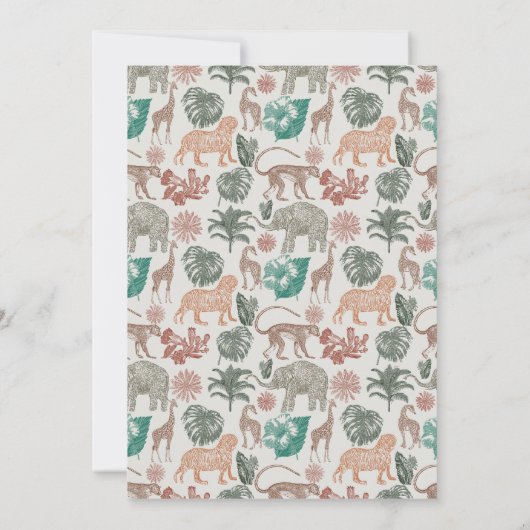 Boho Oerwoud Safari Baby shower Geboorte Aankondig Kaart (Achterkant)