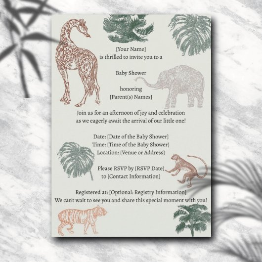 Boho Oerwoud Safari Baby shower Kaart