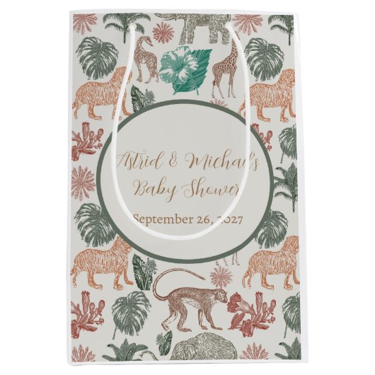 Boho Oerwoud Safari Baby shower Medium Cadeauzakje (Voorkant)