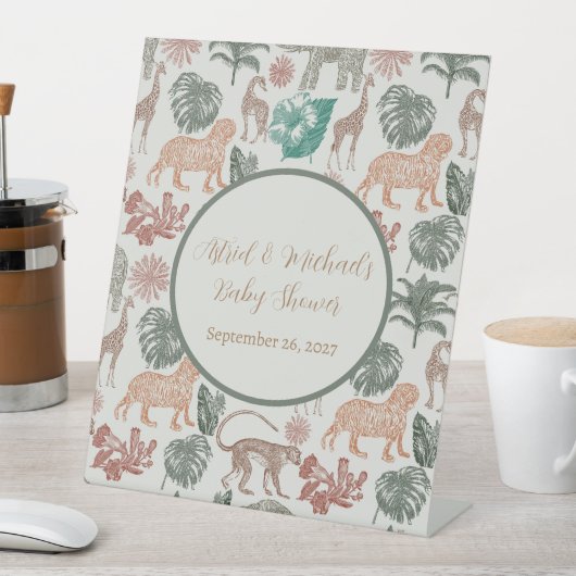 Boho Oerwoud Safari Baby shower Reclamebord Met Voetstuk (Insitu)