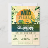 Boho Oerwoud Safari Dieren Jong Wild & 3 Verjaarda Kaart (Voorkant)