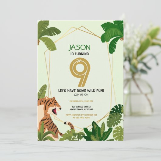 Boho Oerwoud Safari Dierlijke Tijger Geometrische  Kaart (Staand voorkant)