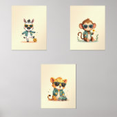 Boho Oerwoud Safari Nursery Art | Set van 3 Prints (Voorkant)