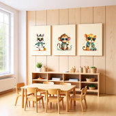 Boho Oerwoud Safari Nursery Art | Set van 3 Prints