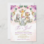 Boho Oerwoud Safari Wilde Dieren Meisje Baby showe Kaart (Voorkant)