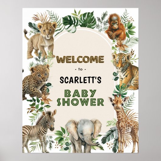 Boho Oerwoud Wilde Dieren Jongen Baby shower Welko Poster (Voorkant)