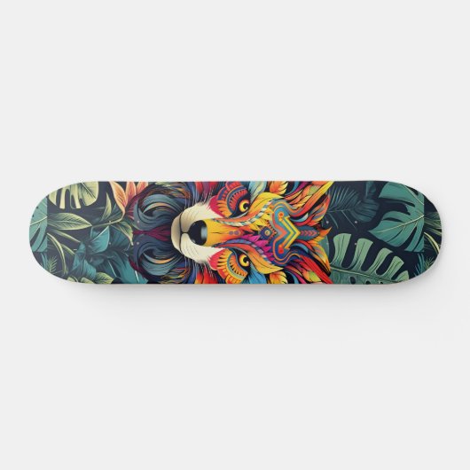 Boho Oerwoud Wolf Skateboard (Horizontaal)