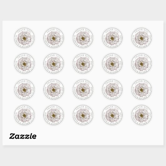 Boho Off White Flower Wedding Favor Ronde Sticker (Vel)