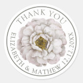 Boho Off White Flower Wedding Favor  Ronde Sticker (Voorkant)