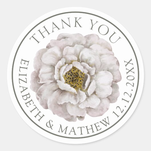 Boho Off White Flower Wedding Favor  Ronde Sticker (Voorkant)