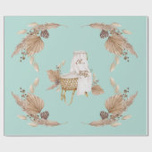 Boho Oh Baby Bassinet Turquoise Baby shower Cadeaupapier (Vlak)