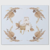 Boho Oh Baby Brown en Blue Bassinet Cadeaupapier (Vlak)