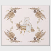 Boho Oh Baby Brown en Roze Bassinet Cadeaupapier (Vlak)