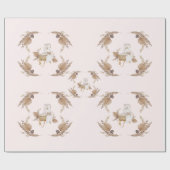 Boho Oh Baby Brown en Roze Bassinet Large Roll Cadeaupapier (Vlak)