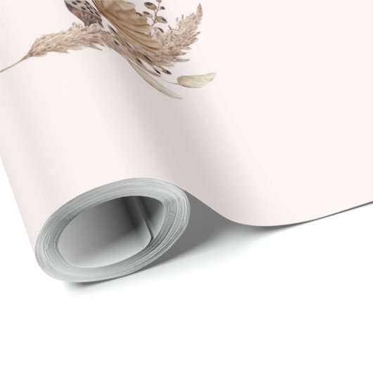 Boho Oh Baby Brown en Roze Bassinet Large Roll Cadeaupapier (Rol Hoek)