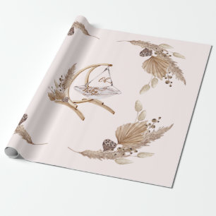 Boho Oh Baby Brown en Roze Swing Cadeaupapier