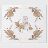 Boho Oh Baby Brown en White Bassinet Cadeaupapier (Vlak)